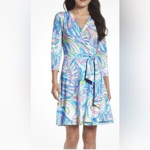 Lilly Pulitzer Neon Swirl Midi Wrap Dress Small